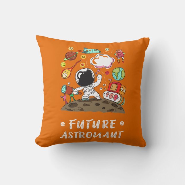 Zukünftiger Astronaut, Raum, Planeten, Rocket. Kissen (Vorderseite)