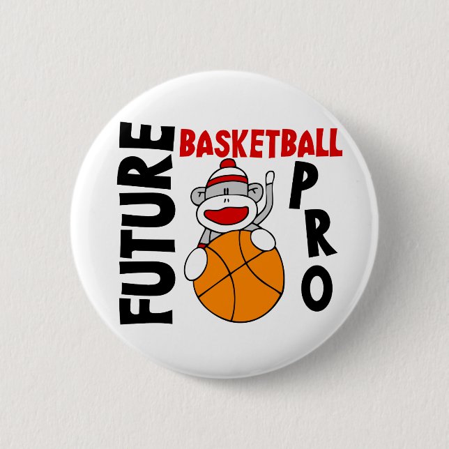 Zukünftiger Basketball-Prosocken-Affe Button (Vorderseite)