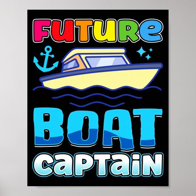 Zukünftiger Bootskapitän für Kinder Speedboot Kind Poster (Vorne)