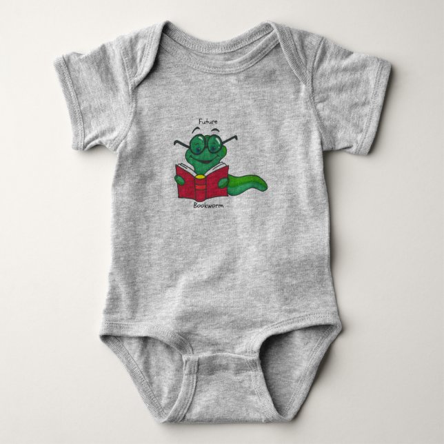 Zukünftiger Bücherwurm-Baby-Bodysuit Baby Strampler (Vorderseite)