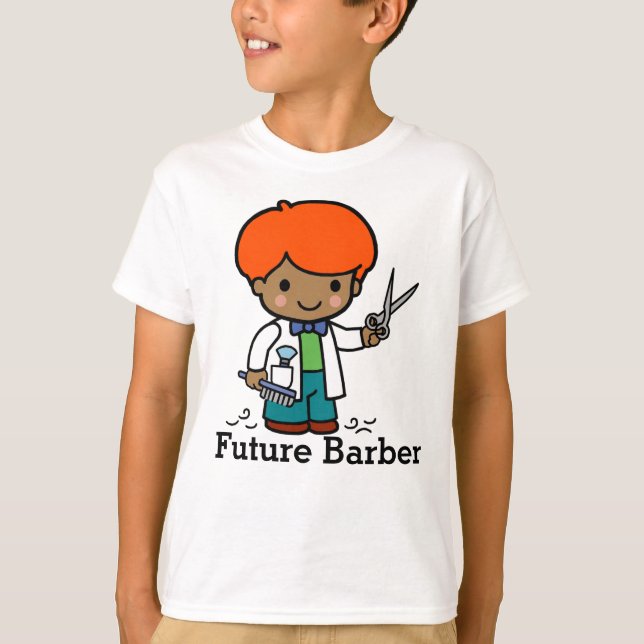 Zukünftiger Friseur / Friseur Junge mit Schere T-Shirt (Vorderseite)