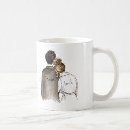 Zukünftiger Herr und Frau schwarzes Haar-Mann und Kaffeetasse