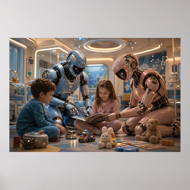 Zukünftiger KI-Roboter-Pfleger Poster (Vorne)