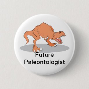 Zukünftiger Paläontologe mit T-Rex Dinosaur Button