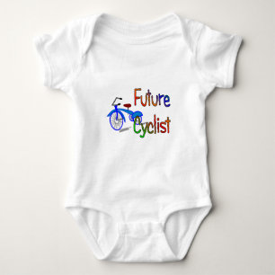 Zukünftiger Radfahrer--Kinder, die Geschenke und  Baby Strampler