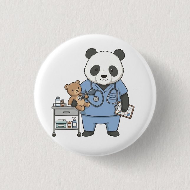 Zukünftiger RN Panda: Liebenswerter Medizinstudent Button (Vorderseite)