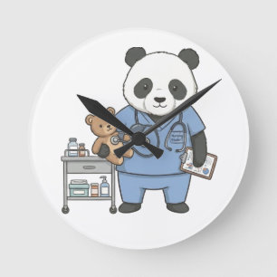 Zukünftiger RN Panda: Liebenswerter Medizinstudent Runde Wanduhr
