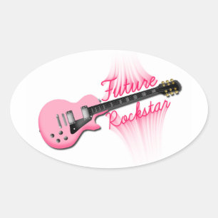 Zukünftiger Rockstar rosa Gitarren-Ovalaufkleber Ovaler Aufkleber