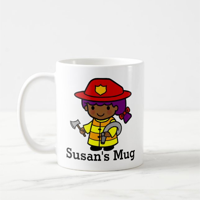 Zukünftiges Feuerwehrmädchen mit Ax und Hose Kaffeetasse (Links)