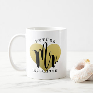 Zukünftiges Herr Gold Herz Hochzeitsmonogramm Kaffeetasse