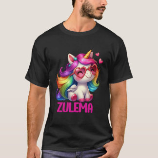 Zulema Personalisierter Name Bunter Einhorn Frauen T-Shirt