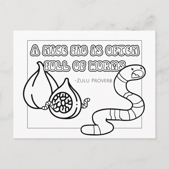 Zulu Proverb Coloring Postcard Postkarte (Vorderseite)