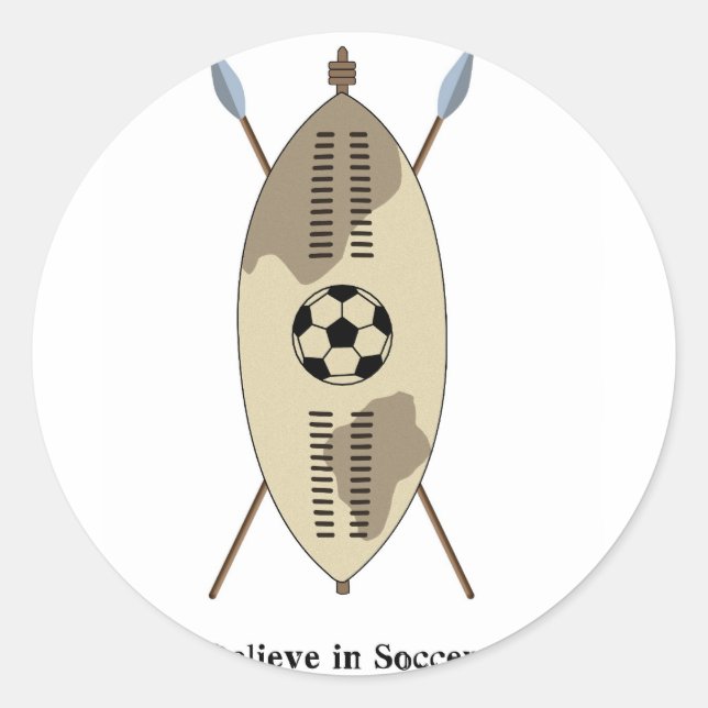 Zulu Schild, glauben Sie an Fußball. Runder Aufkleber (Vorderseite)