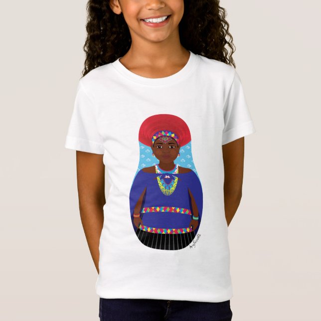 Zulu, südafrikanischer Matryoshka-Girls-T - Shirt (Vorderseite)