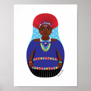 Zulu, Südafrikanisches Matryoshka-Poster Poster