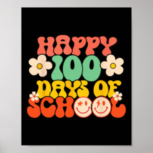 Zum 100. Schullehrer Kinder Retro Groov Poster