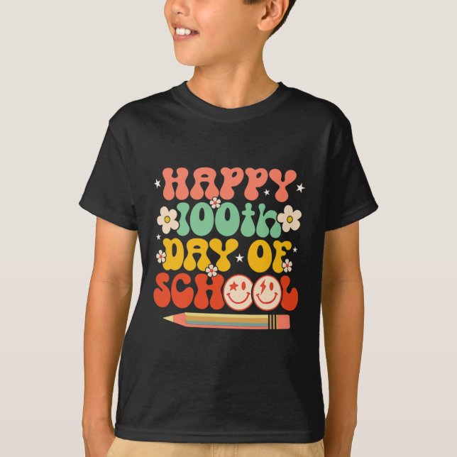 Zum 100. Schullehrer Kinder Retro Groov T-Shirt (Vorderseite)