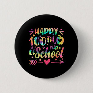 Zum 100. Schultag Gefärbte Krawatte Regenbogen 100 Button