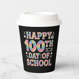 Zum 100. Schultag Gefärbte Krawatte Regenbogen 100 Pappbecher