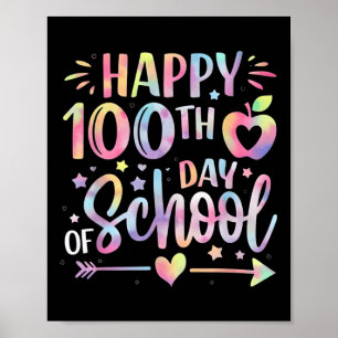 Zum 100. Schultag Gefärbte Krawatte Regenbogen 100 Poster