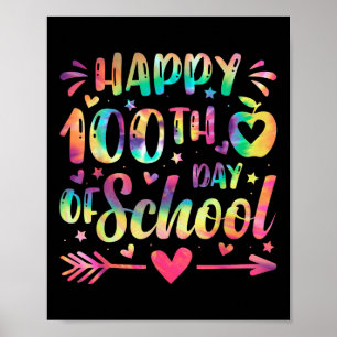 Zum 100. Schultag Gefärbte Krawatte Regenbogen 100 Poster