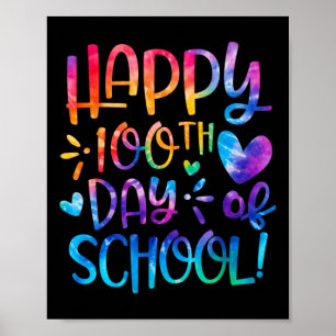 Zum 100. Schultag Gefärbte Krawatte Regenbogen 100 Poster