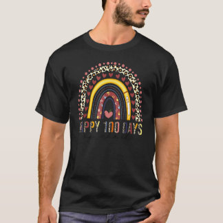Zum 100. Schultag Leoparden Regenbogenlehrer T-Shirt