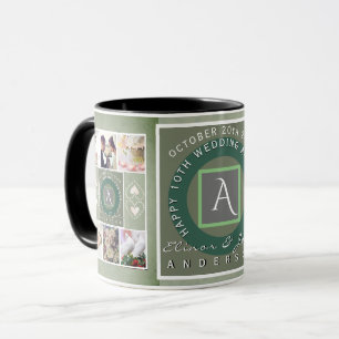 "Zum 10. Jubiläum" 6 Fotos Tasse Zinn