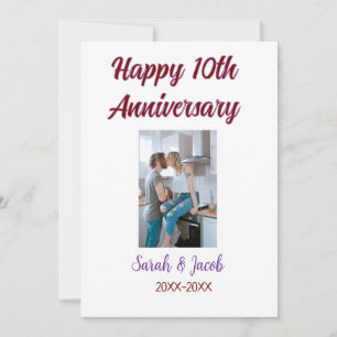 Zum 10. Jubiläum Foto Hochzeitspaar Name d Einladung