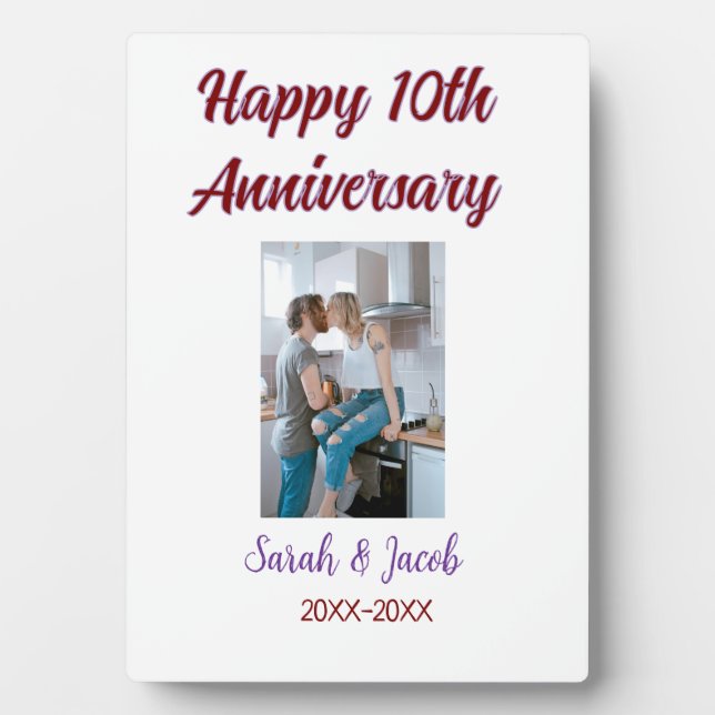 Zum 10. Jubiläum Foto Hochzeitspaar Name d Fotoplatte (Vorderseite)
