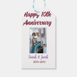 Zum 10. Jubiläum Foto Hochzeitspaar Name d Geschenkanhänger