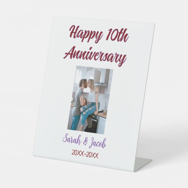 Zum 10. Jubiläum Foto Hochzeitspaar Name d Sockelschild (Vorderseite)