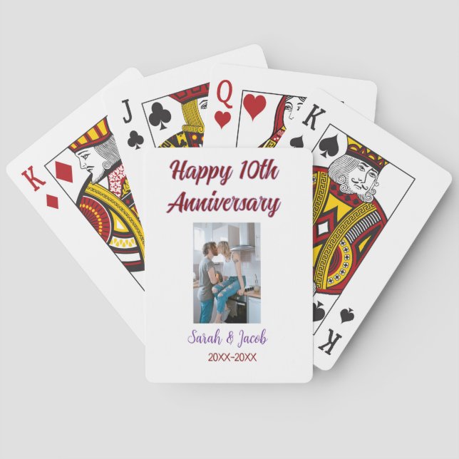 Zum 10. Jubiläum Foto Hochzeitspaar Name d Spielkarten (Rückseite)