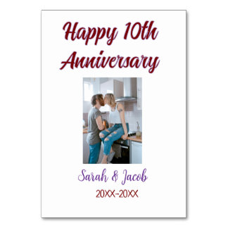 Zum 10. Jubiläum Foto Hochzeitspaar Name d Tischnummer
