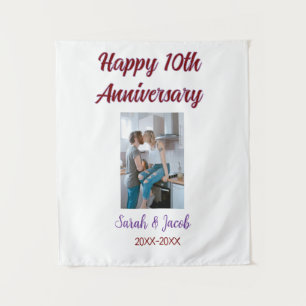 Zum 10. Jubiläum Foto Hochzeitspaar Name d Wandteppich