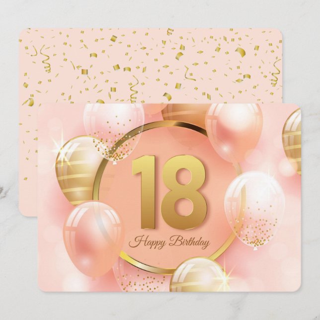 Zum 18. Geburtstag Feiertagskarte (Vorne/Hinten)