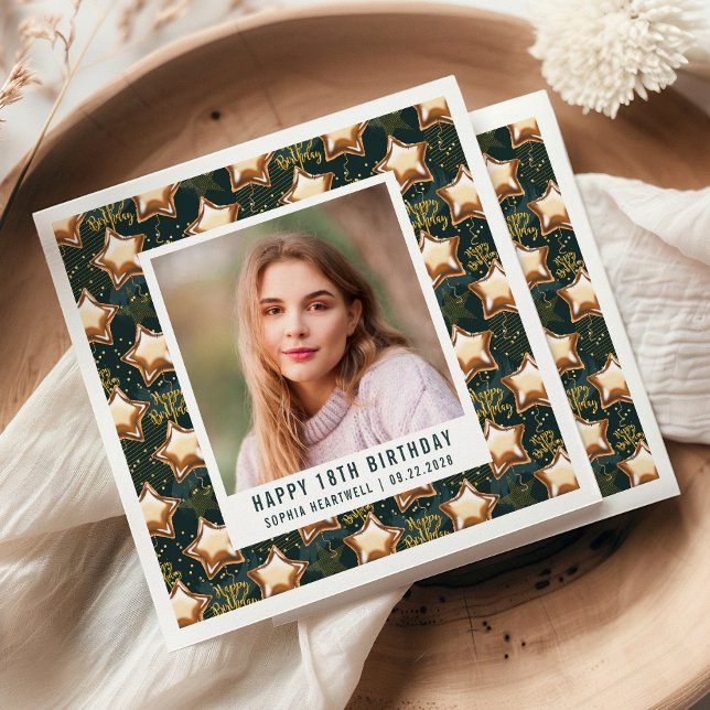 Zum 18. Geburtstag Foto Glam Star Balloons Serviette (Von Creator hochgeladen)