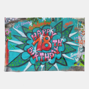 Zum 18. Geburtstag Graffiti Geschirrtuch