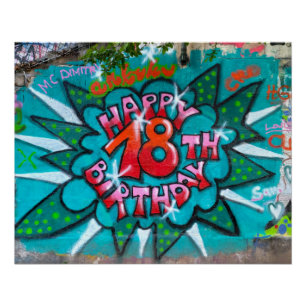 Zum 18. Geburtstag Graffiti Poster
