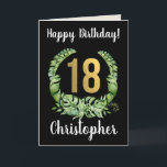 Zum 18. Geburtstag Son Modern Gold Kranz Name Karte<br><div class="desc">Glückliche 18. Geburtstag Son Modern Gold Kranz Namenkarte. Passen Sie den Namen des Empfängers auf der Vorderseite und die Grußbotschaften auf der Vorder- und Innenseite an.</div>