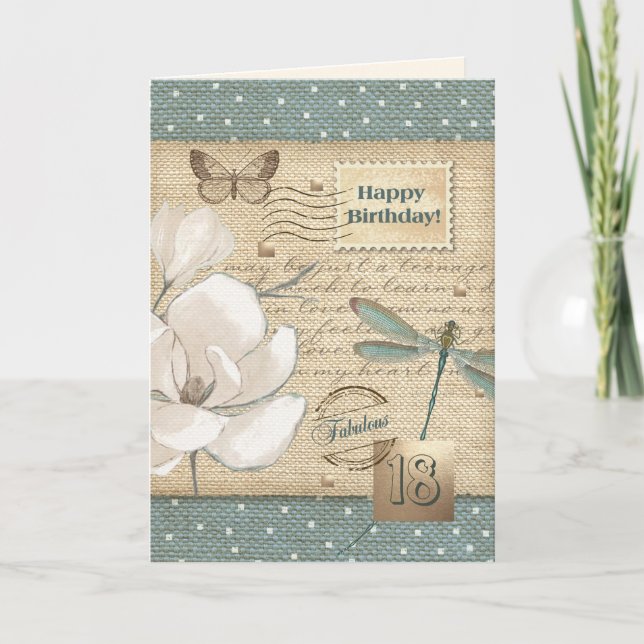 Zum 18. Geburtstag Vintage Kunst Karte (Vorderseite)