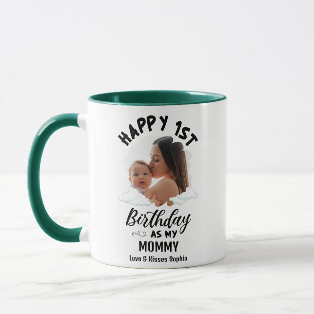 Zum 1. Geburtstag als Mommy Custom Foto Tasse (Links)