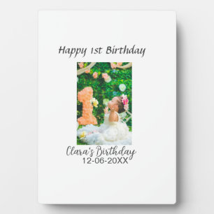 Zum 1. Geburtstag Foto schlicht und elegant Fotoplatte