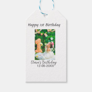 Zum 1. Geburtstag Foto schlicht und elegant Geschenkanhänger