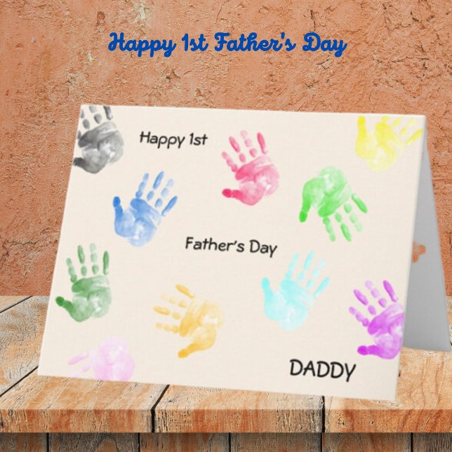 Zum 1. Vatertag Daddy Kid Handprint Karte (Von Creator hochgeladen)