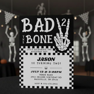 Zum 2. Geburtstag Bad 2 the Bone Skelett Party Einladung
