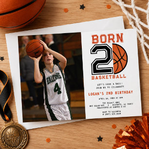 Zum 2. Geburtstag von Born 2 Basketball Sport Foto Einladung