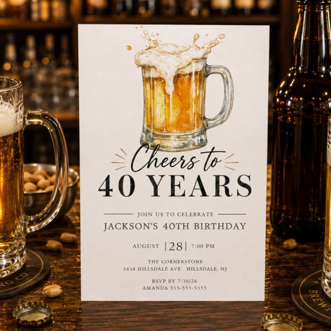 Zum 40. Geburtstag - Prost! Einladung (Von Creator hochgeladen)