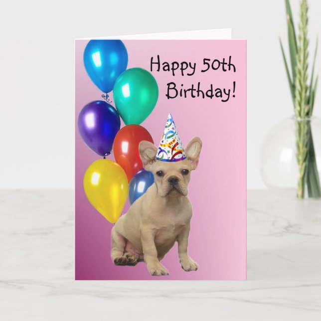 Zum 50. Geburtstag französischer Bulldog Karte (Vorderseite)