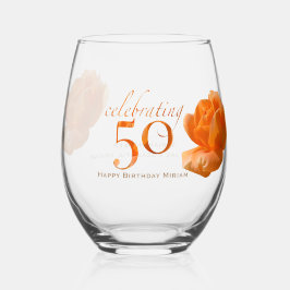 Zum 50. Geburtstag Pfirsichpfeifen-Rose anpassen Weinglas Ohne Stiel
